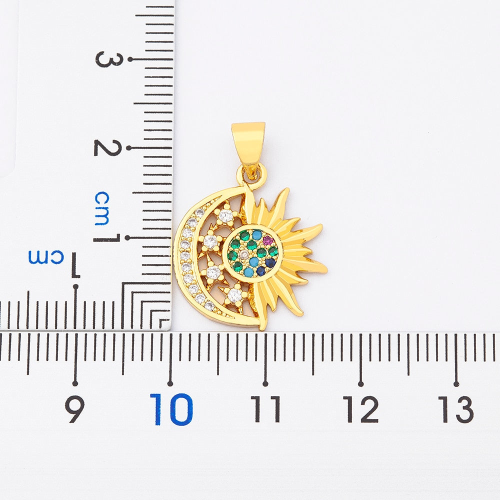 Gold Sun - Moon Pendant - Necklace | Spiritual Jewelry