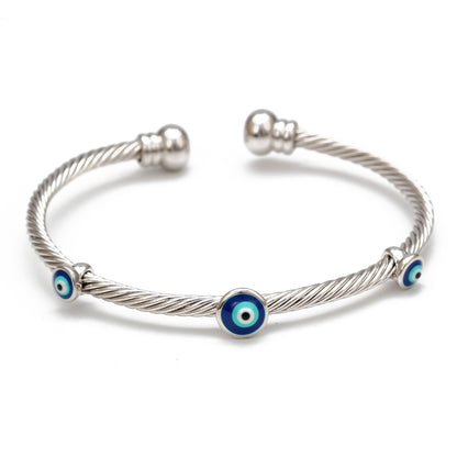 Lucky Eye Dropping Oil Turkish Evil Eye Bangle Bracelet Gold Silver Color Bangles Gifts for Women Men Fashion Jewelry EY6761