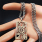 Stainless Steel 'Wheel Of Fortune Tarot Card Necklace | Rider-Waite-Smith Jewelry