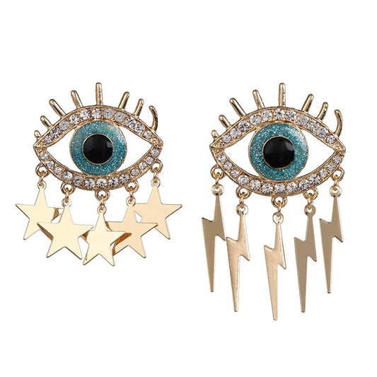 Evil Eye Crystal Earrings, Thunder - Stars | Spiritual Jewelry