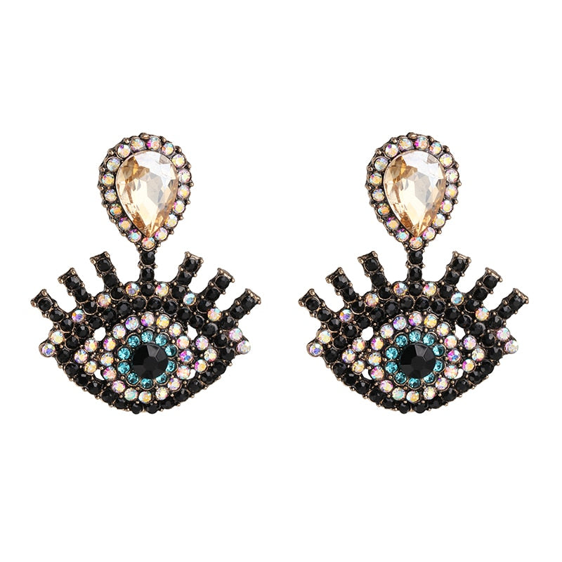Evil Eye (Black & White) Crystal Earrings | Spiritual Jewelry