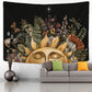 Vintage Sun Tapestry Wall Hanging Botanical Celestial Floral Wall Tapestry Hippie Flower Wall Carpets Dorm Decor Starry Carpet