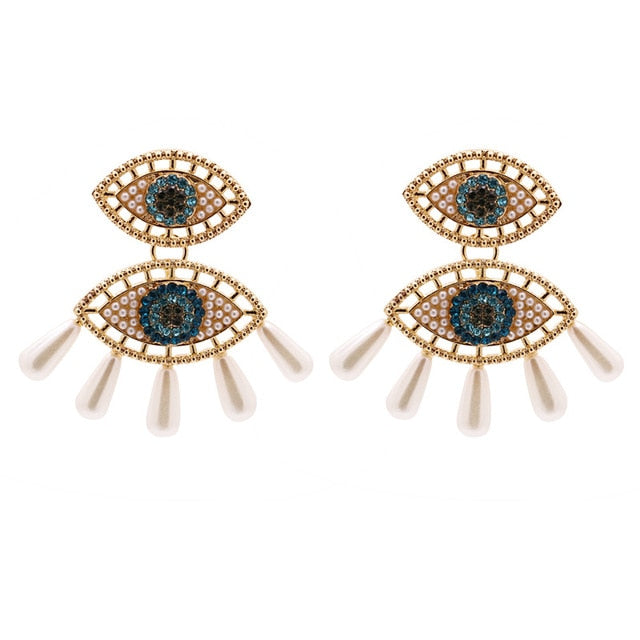 Evil Eye Crystal Green Earrings | Spiritual, Bohemian Jewelry