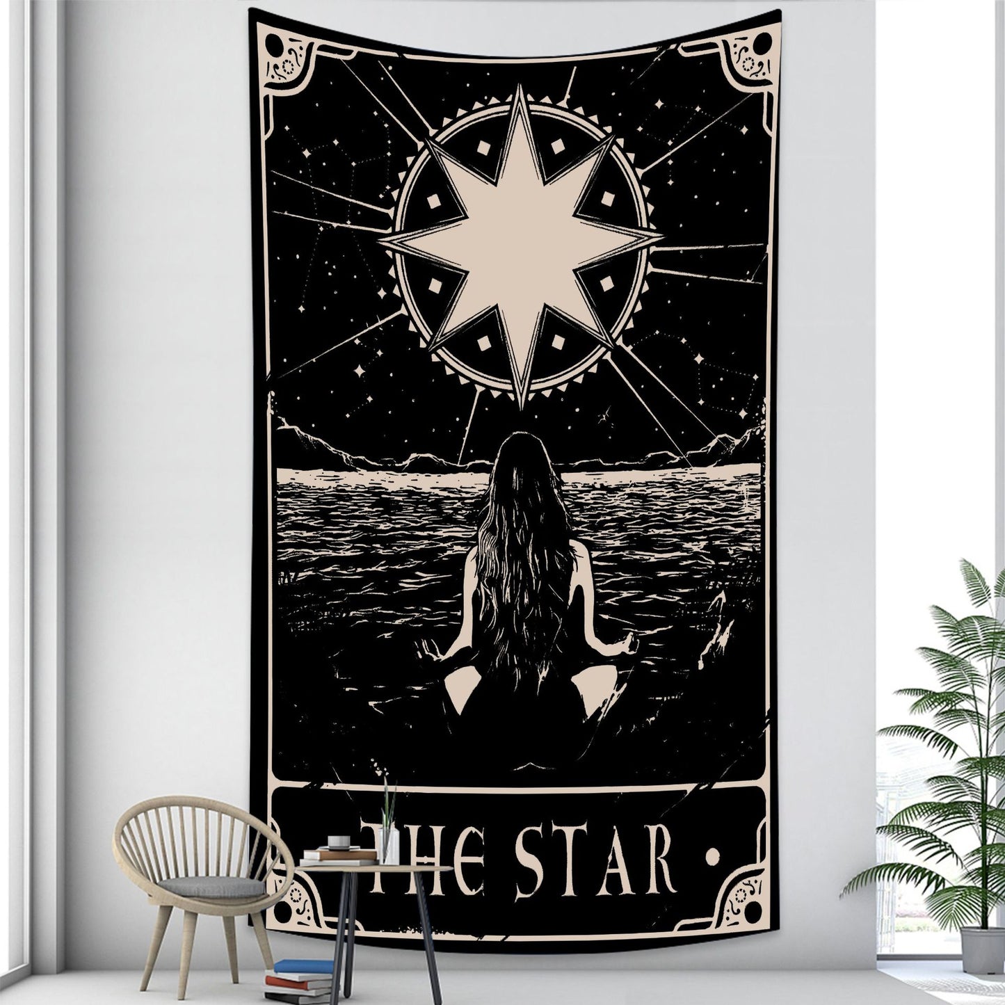 Astrology Moon Phase & Tarot Card Tapestry | Hanging Wall Art, Witchcraft, Occult, Wicca Wall Decor