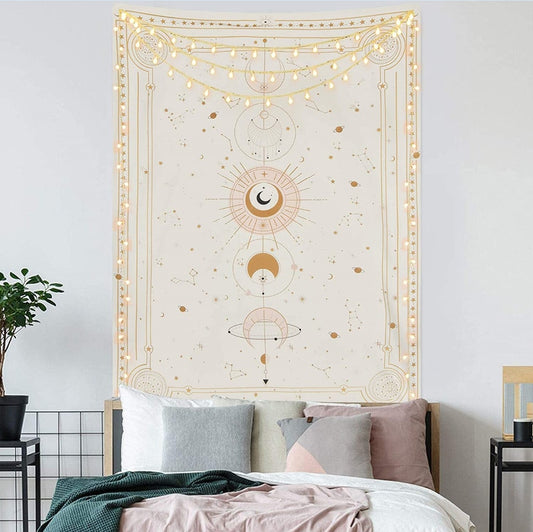 Astrology Moon Phase & Tarot Card Tapestry | Hanging Wall Art, Witchcraft, Occult, Wicca Wall Decor