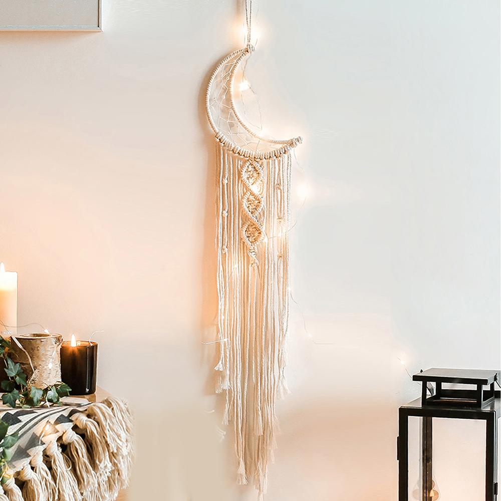 48h Moon And Star Macrame Wall Hanging Tapestry  Boho Wall  Decor Macrame Deco Pared Handmade Kids Girls Room Decoration Gift