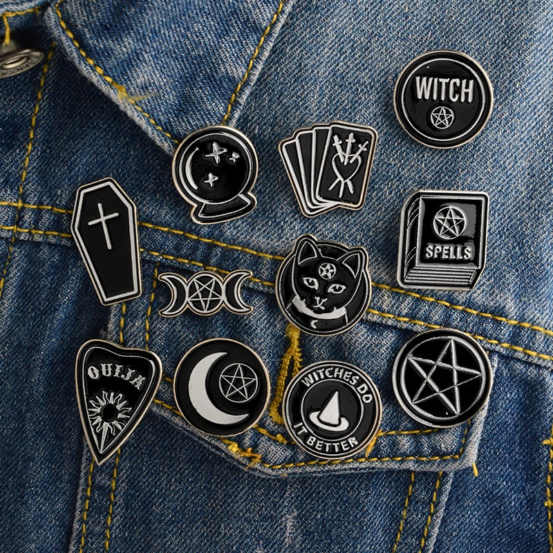 Wicca, Occult Pins | Ouija, Pentacle, Pentagram, Moon Witch, Crystal Ball