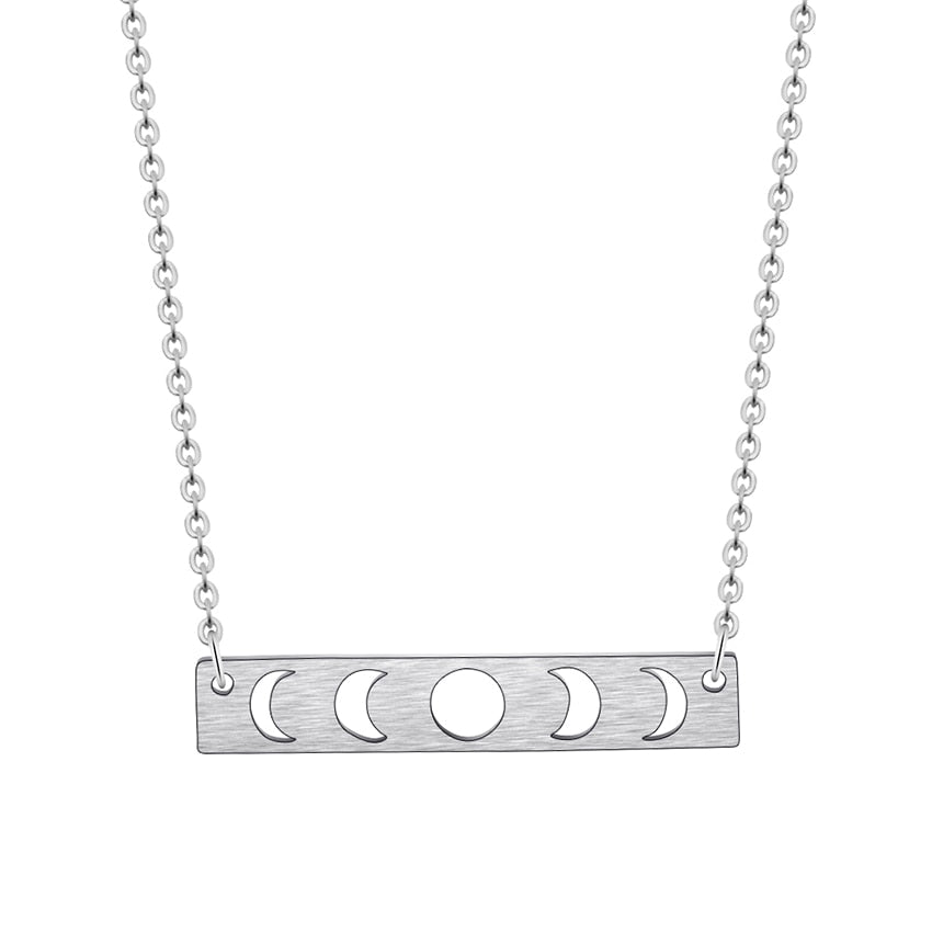 Moon Phase Pendant Stainless Steel Necklace | Astrology Jewelry