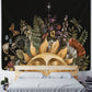Vintage Sun Tapestry Wall Hanging Botanical Celestial Floral Wall Tapestry Hippie Flower Wall Carpets Dorm Decor Starry Carpet