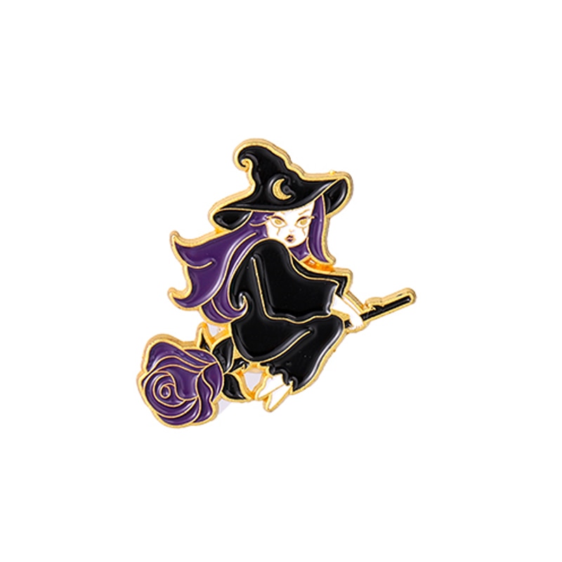 Witch Enamel Pin | Witchcraft Brooch & Tarot Cards, Moon Phase, Witches Hat