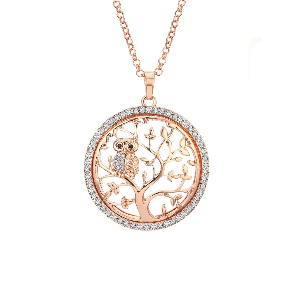 Owl and 'Tree Of Life' Pendant Necklaces | Rose Gold, Gold, and Silver