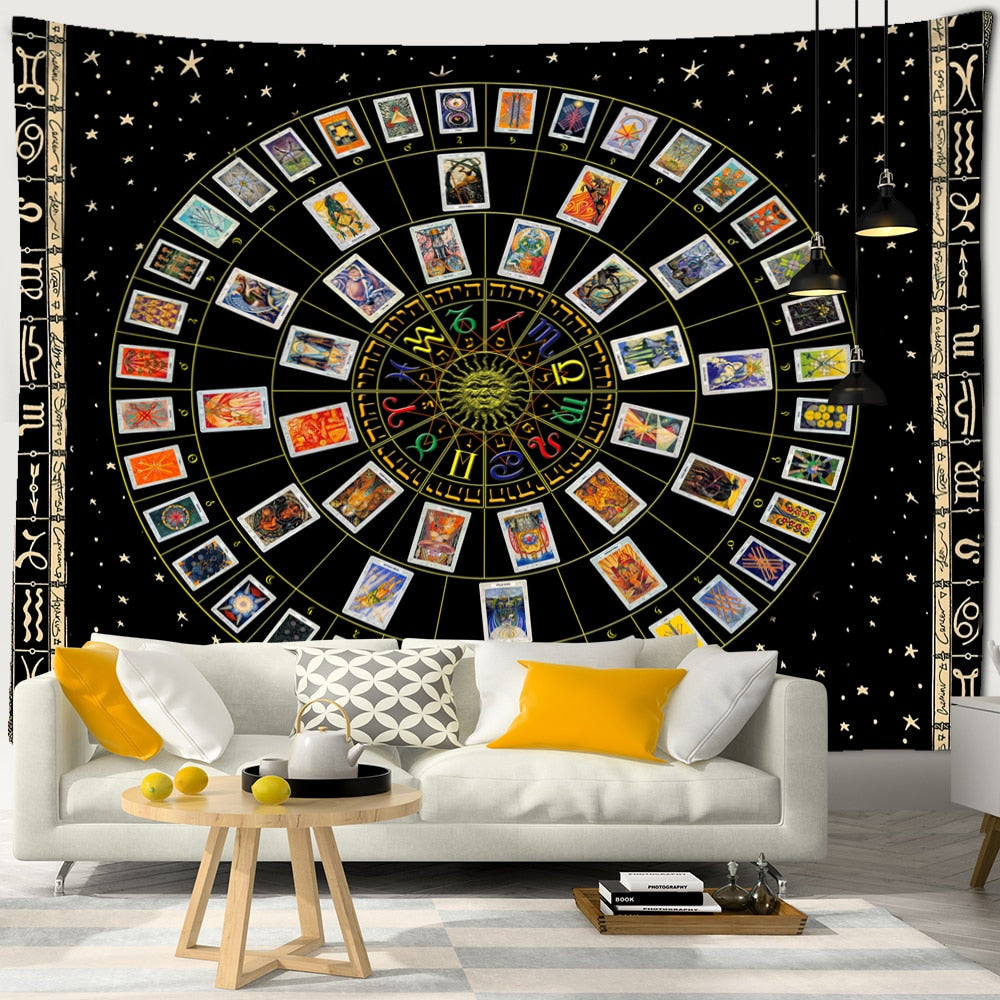 Tarot Card Tapestry Wall | Hanging Zodiac Mandela