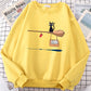 Cute Cat 'Not In Service' Print Hoodies | Casual Crewneck Sweatshirt for Women & Witches