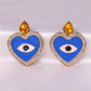 Evil Eye Crystal Heart Earrings | Spiritual Jewelry