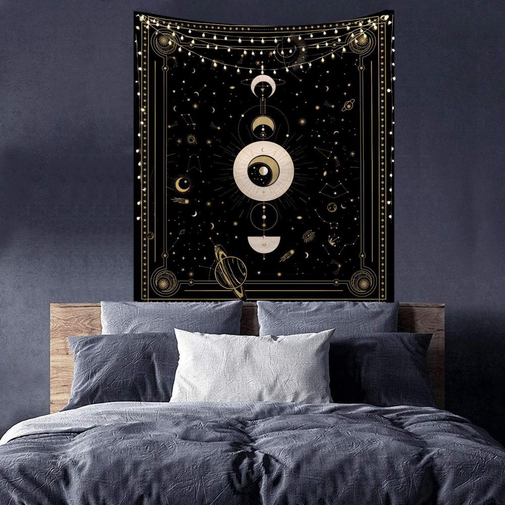 Astrology Moon Phase & Tarot Card Tapestry | Hanging Wall Art, Witchcraft, Occult, Wicca Wall Decor