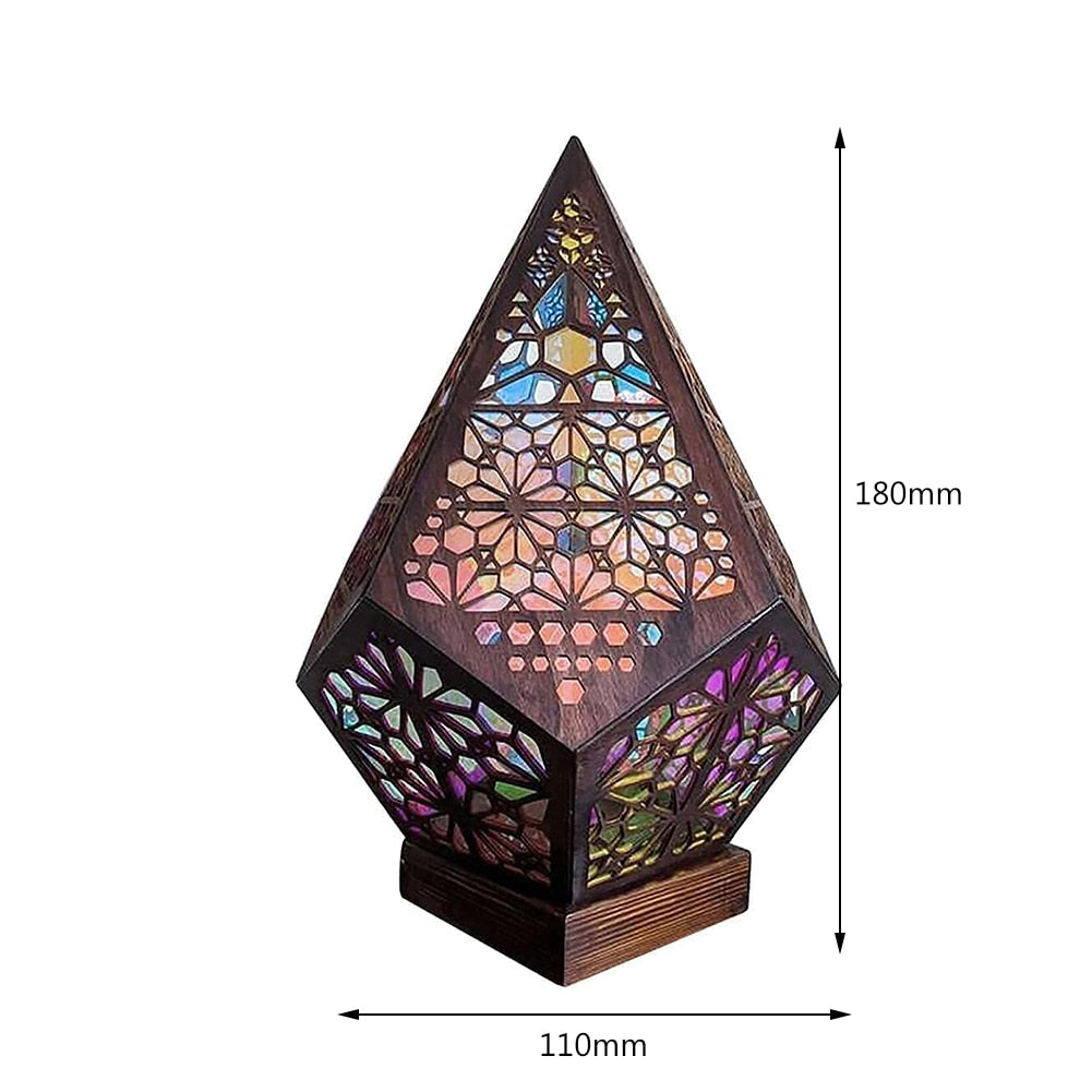 LED Wooden Starry Sky Projector Light and Lantern | Bohemian Style Desk/Floor Lamp