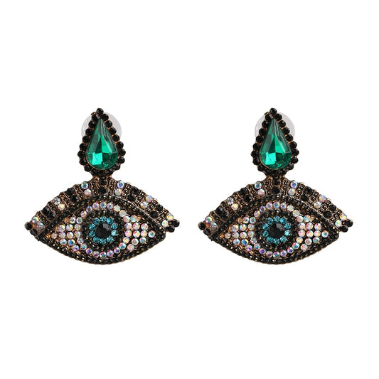 Evil Eye Green Crystal Earrings | Spiritual Jewelry