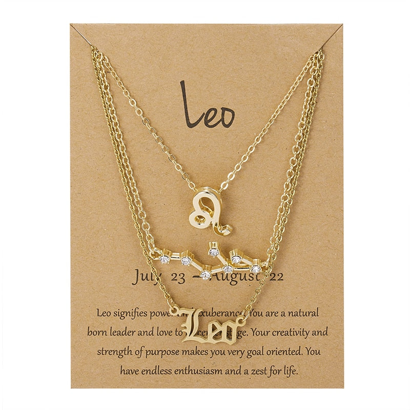 3 Piece Zodiac Necklace Set | Astrology Jewelry
