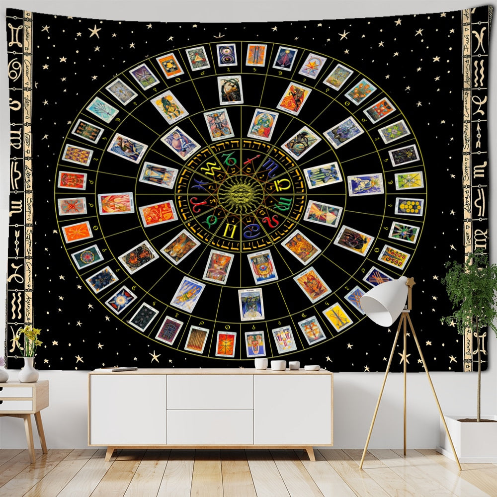 Tarot Card Tapestry Wall | Hanging Zodiac Mandela