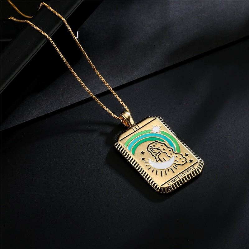 French Gold Tarot Necklace - Pendant | Major Arcana Jewelry