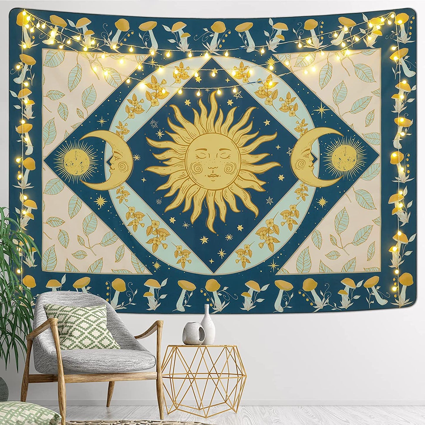 Astrology Moon Phase & Tarot Card Tapestry | Hanging Wall Art, Witchcraft, Occult, Wicca Wall Decor