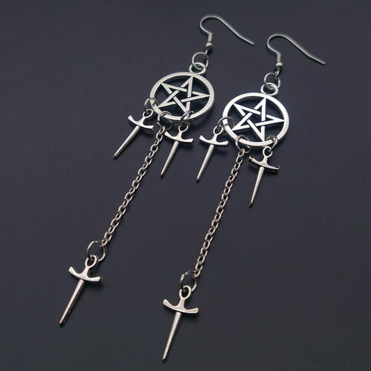 Pentagram and Sword Earring Set | Witch, Emo Jewelry