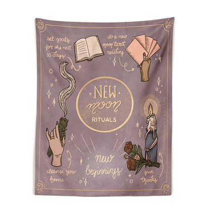 New Moon Tarot Tapestry Wall Hanging Witchcraft Tarot Tapestry Bohemian Style Decoration Home Hippie Mattress Dorm Room Decor