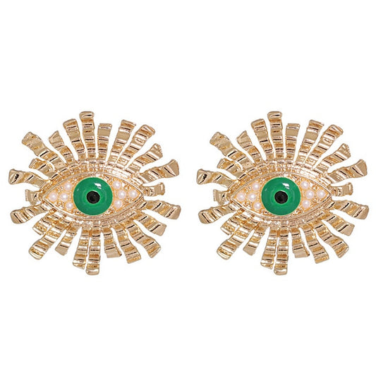 Evil Eye Gold Sun Earrings | Spiritual Jewelry