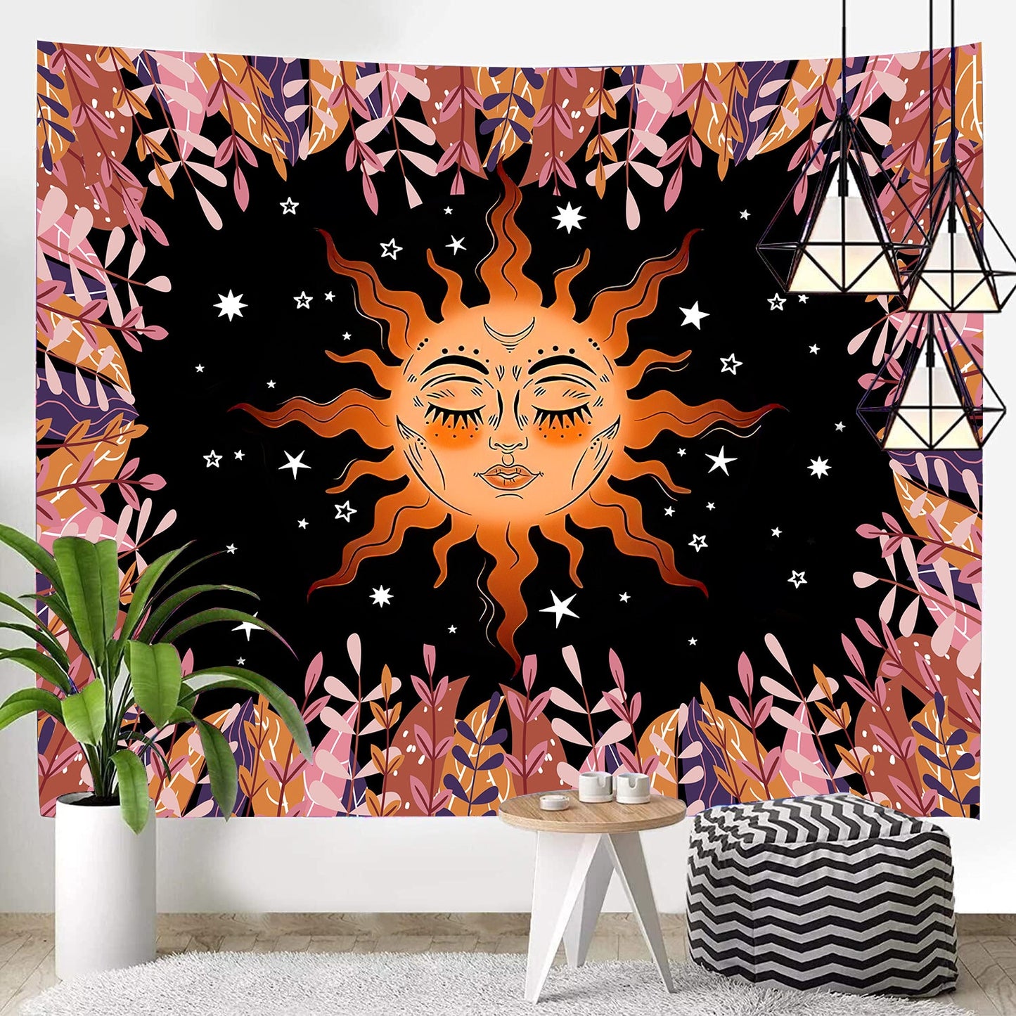 Astrology Moon Phase & Tarot Card Tapestry | Hanging Wall Art, Witchcraft, Occult, Wicca Wall Decor