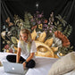 Vintage Sun Tapestry Wall Hanging Botanical Celestial Floral Wall Tapestry Hippie Flower Wall Carpets Dorm Decor Starry Carpet
