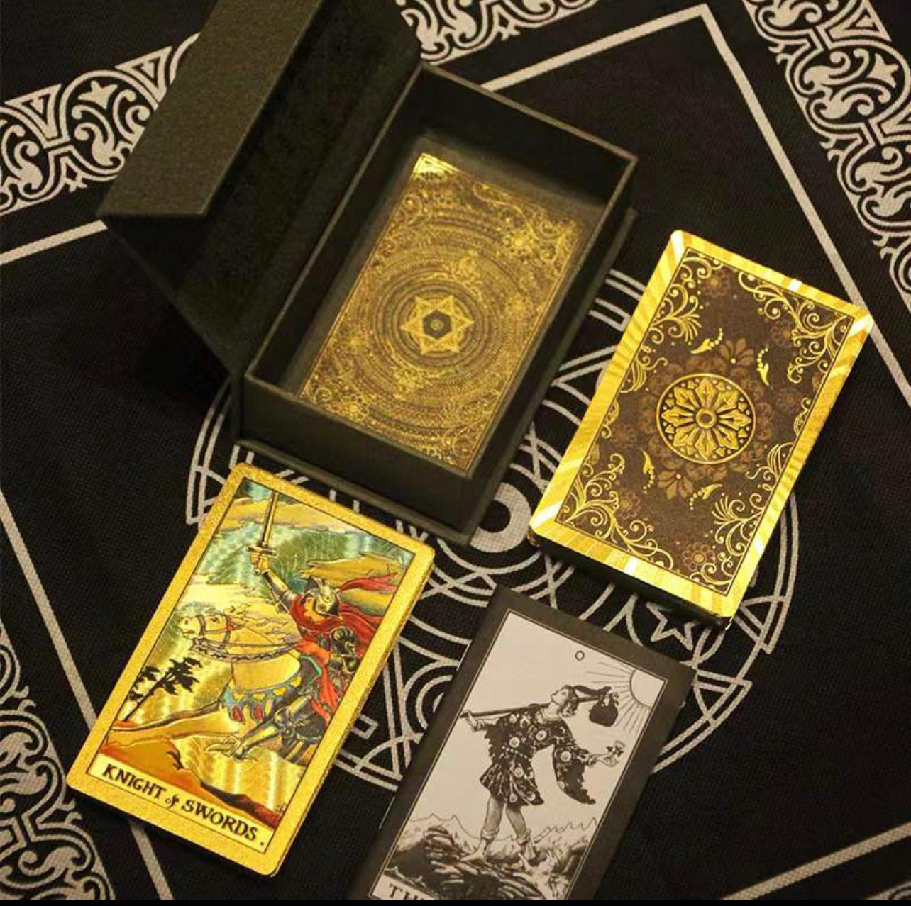 Gold Foil Rider-Waite-Smith Tarot Card Deck and Case | Shimmering Gold Foil