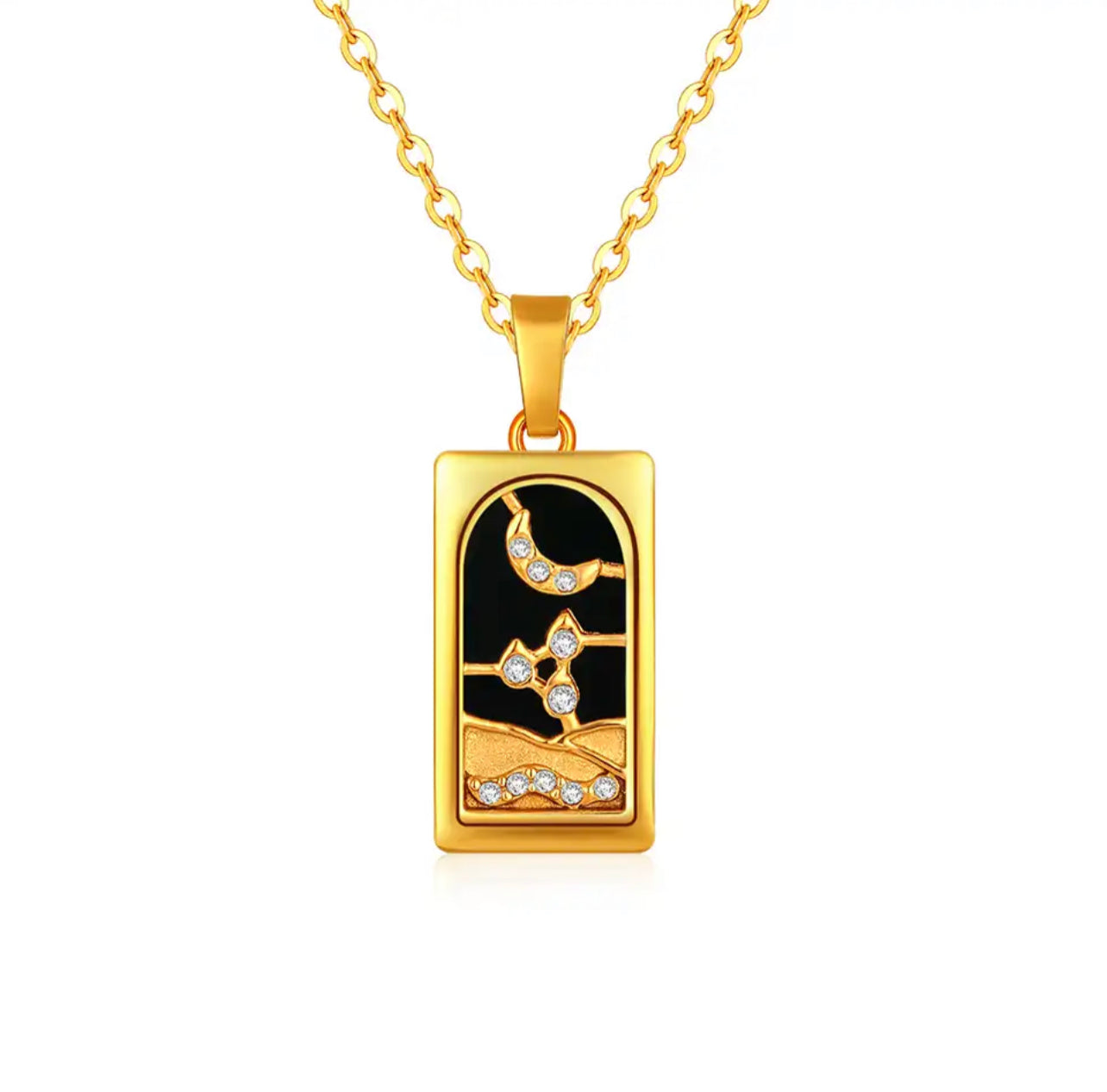 Gold Enamel Tarot Card Necklace | Major Arcana