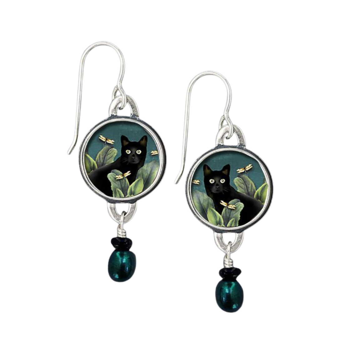 Black Cat Vintage Earrings | Witchy Jewelry