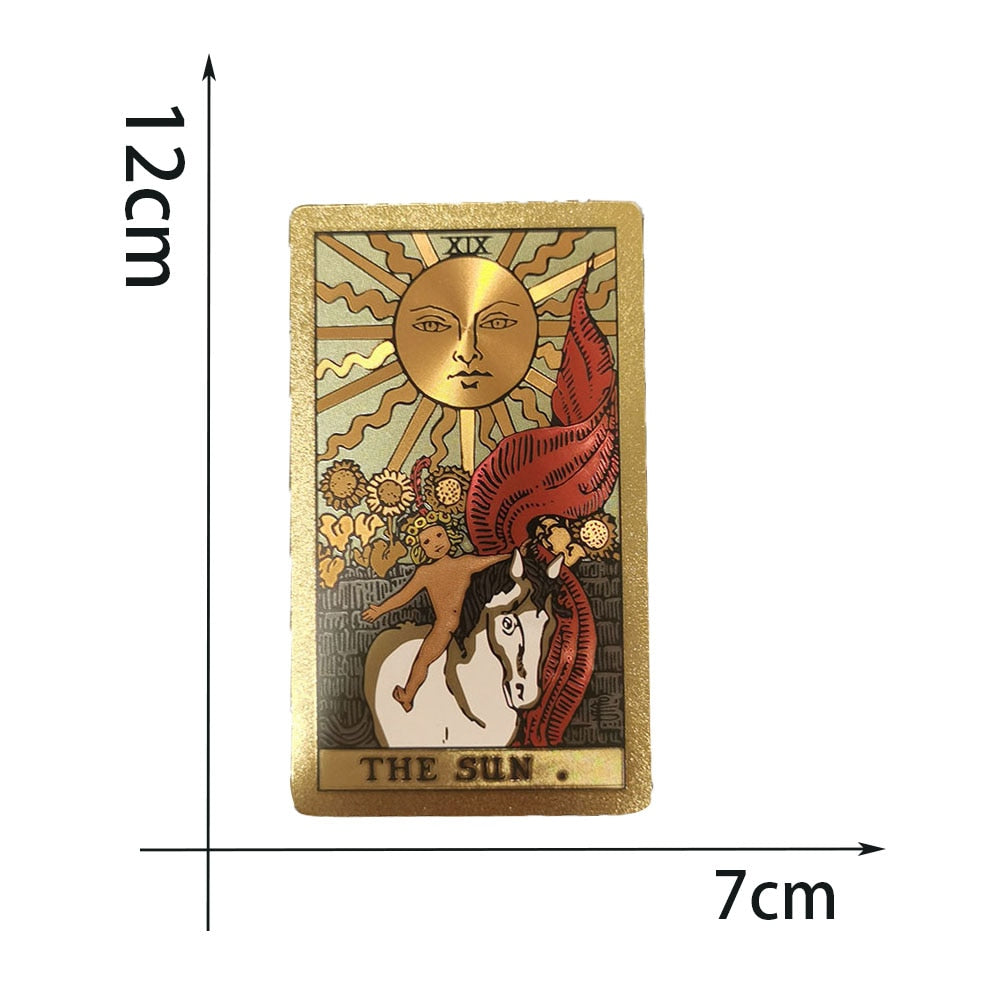 Mystery Theme Gold Foil Tarot Deck, Sun - Moon | Rider-Waite-Smith with Case