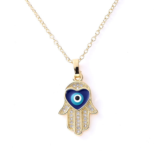 Gold Evil Eye Heart Necklace & Pendant | Spiritual Jewelry
