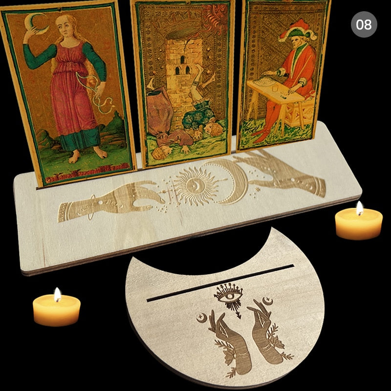 Wooden Tarot Divination Alter | Moon, Star, Chakra Designs