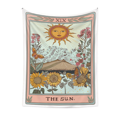 Sun Moon Tarot Starry Tapestry White Black Wall Hanging Bohemian Gypsy Psychedelic Tapiz Witchcraft Astrology Tapestry