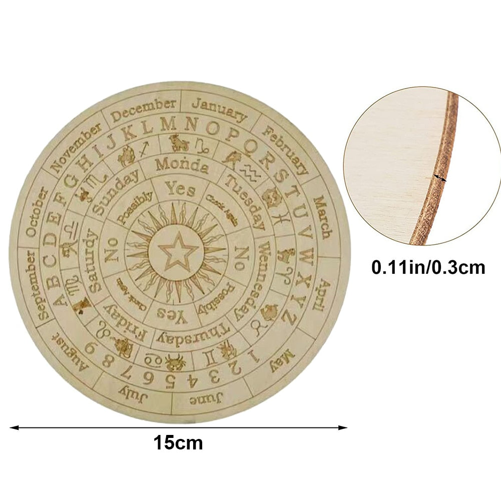 Wood Pendulum Board for Dowsing | Zodiac, Moon & Star Design for Divination