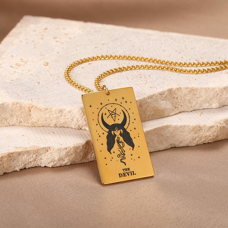 Gold / Silver Plated Classic Tarot Cards Pendant and Necklace | Major Arcana, Spiritual Jewelry