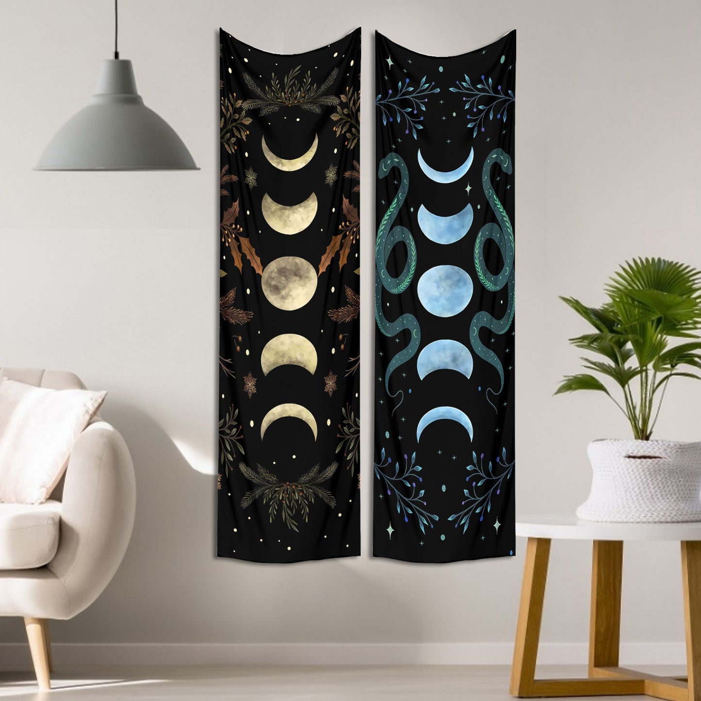 Moon Phases Floral Tapestry | Astrology, Moon Wall