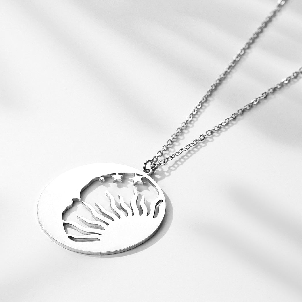 Gold - Silver, Sun & Moon Stainless Steel Necklace | Spiritual, Astrology Jewelry