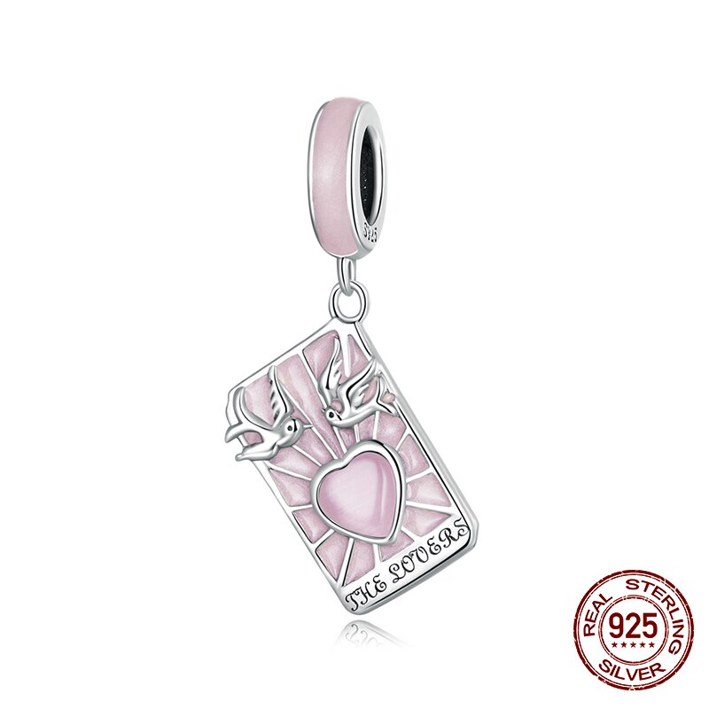 Sterling Silver Tarot Cards Pink/Blue Heart Charms | DIY Jewelry