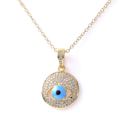 Turkish Style Zircon Jewelry Necklace Pendant Trendy Copper CZ Stone Enamel Hamsa Hand Evil Eye Necklace for Women Collier Femme