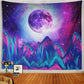 Mountain Moon Psychedelic Tapestry Milky Way Hanging Cloth Uv Reactive Universe Space Blue Starry Sky Wall Hanging Room Decor