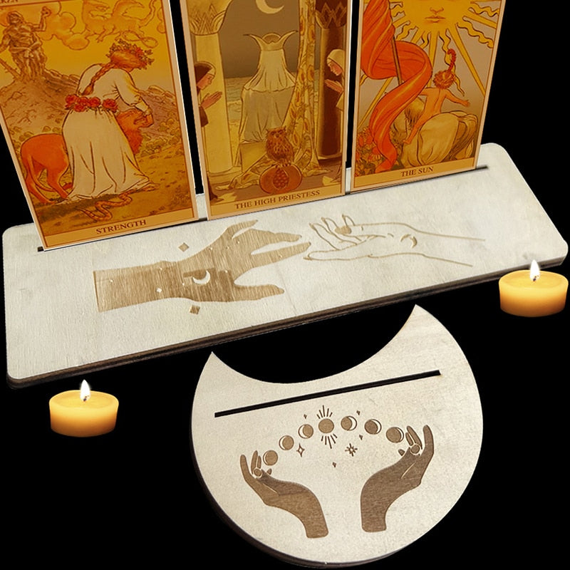 Wooden Tarot Divination Alter | Moon, Star, Chakra Designs