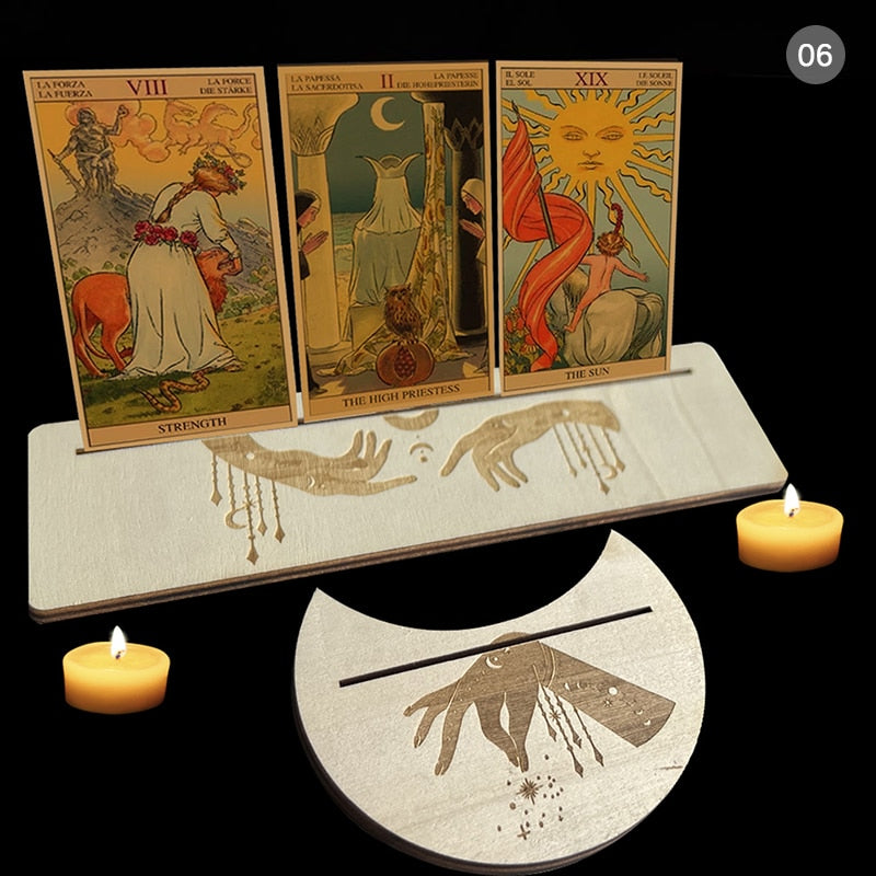 Wooden Tarot Divination Alter | Moon, Star, Chakra Designs