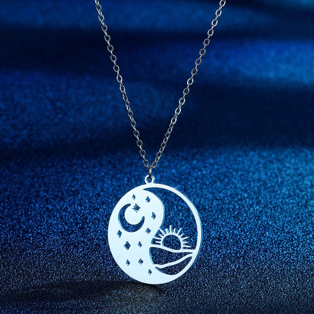 Gold Stainless Steel Yin Yang Necklace | Sun and Moon