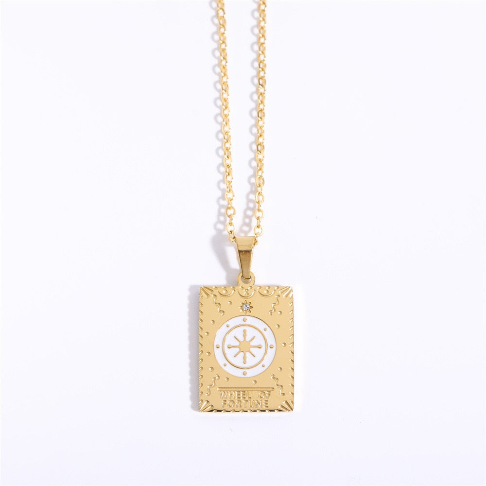 Gold Tarot Card Stainless Steel Necklace | Major Arcana Jewelry