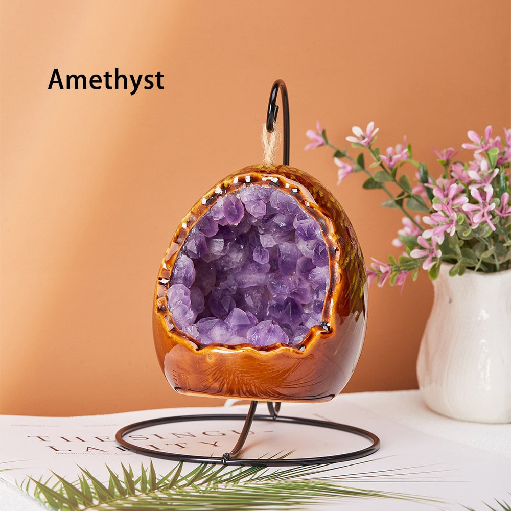 Natural Healing Crystal Stone Lamp - Light Decoration | Amethyst Cluster