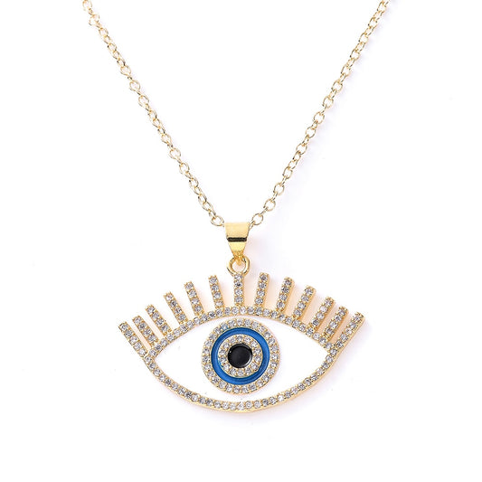 Turkish Style Zircon Jewelry Necklace Pendant Trendy Copper CZ Stone Enamel Hamsa Hand Evil Eye Necklace for Women Collier Femme